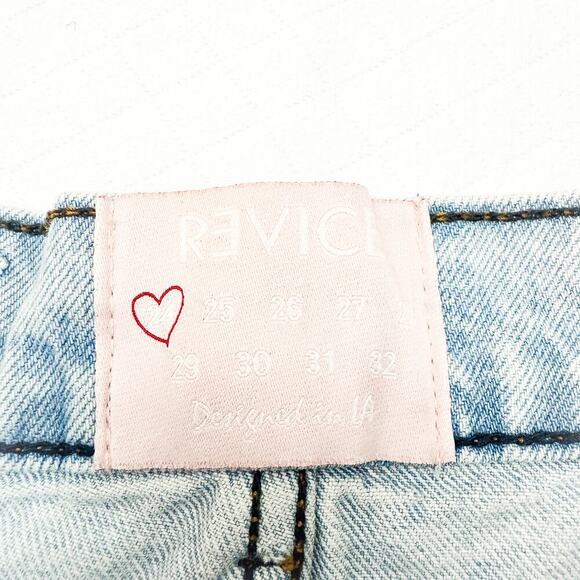 Revice Light Wash Button Fly Ripped Denim Jeans Straight Leg Size 24 - Picture 6 of 8